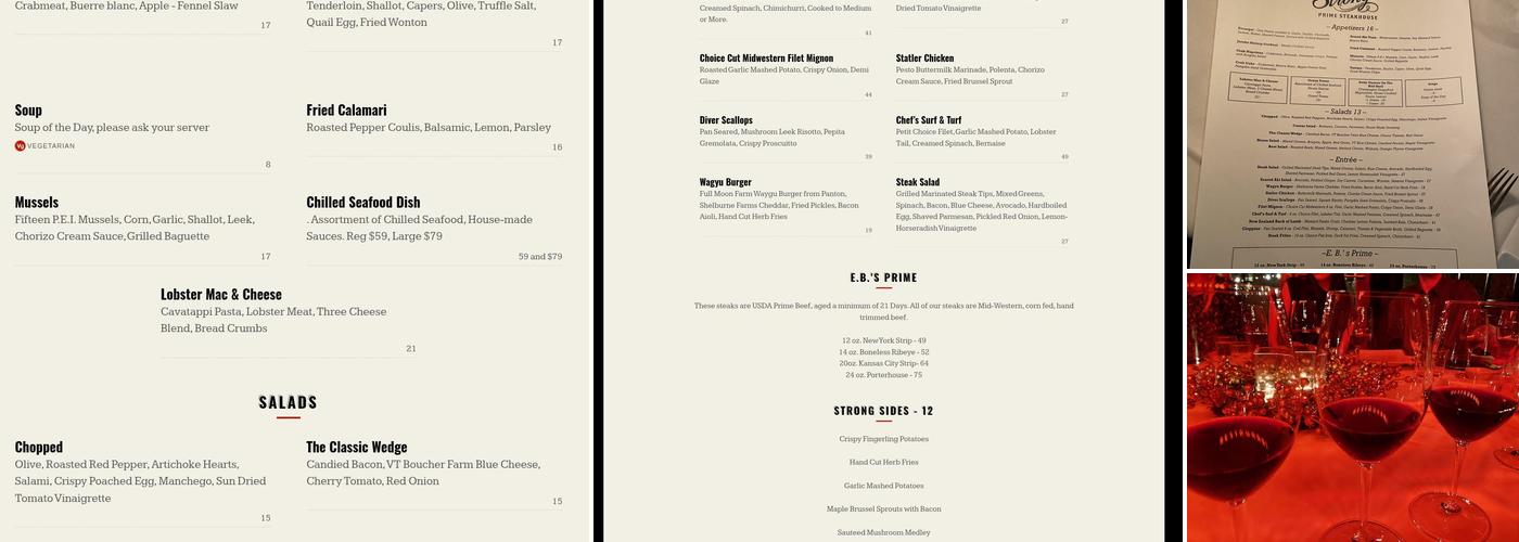 E B Strong's Menu