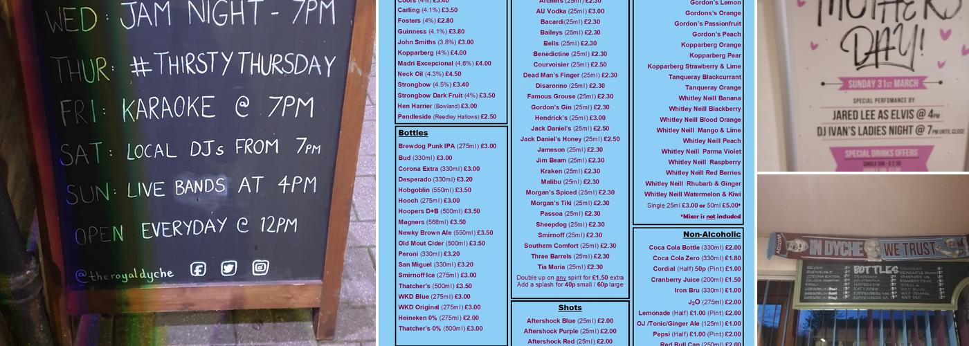 The Royal Dyche Menu