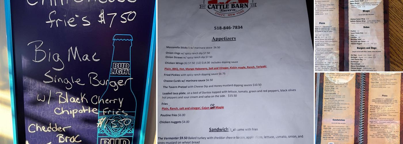 Cattle Barn Pub & Grill Menu