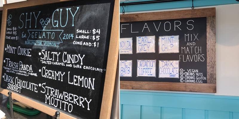 Shy Guy Gelato Menu