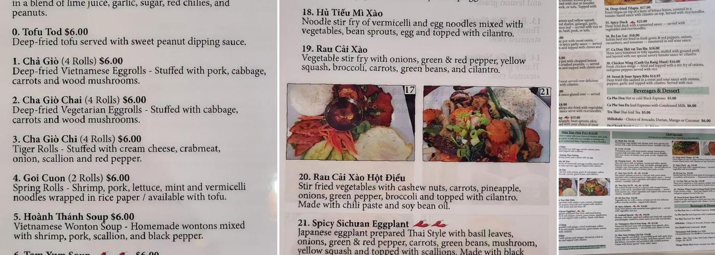 Pho Hong Menu