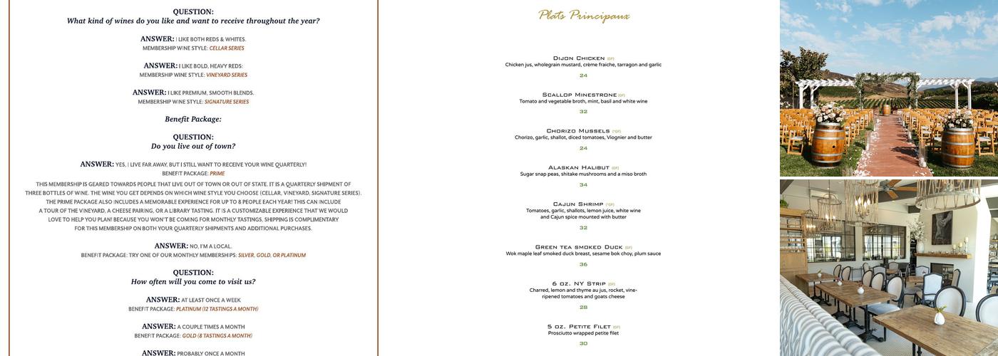 Leoness Cellars Menu