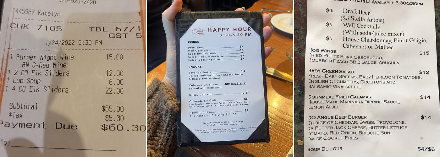The Artisan Menu