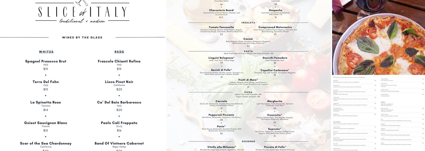 Slice of Italy Menu