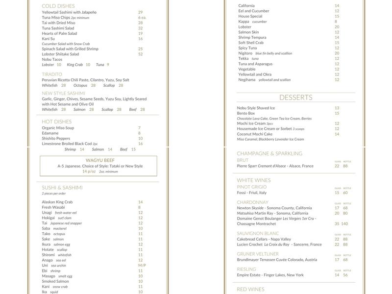 Matsuhisa Menu