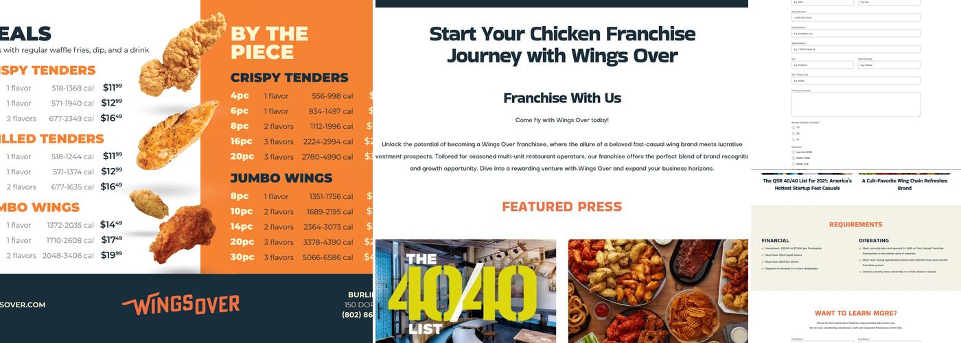 Wings Over Burlington Menu