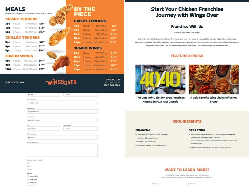 Wings Over Burlington Menu