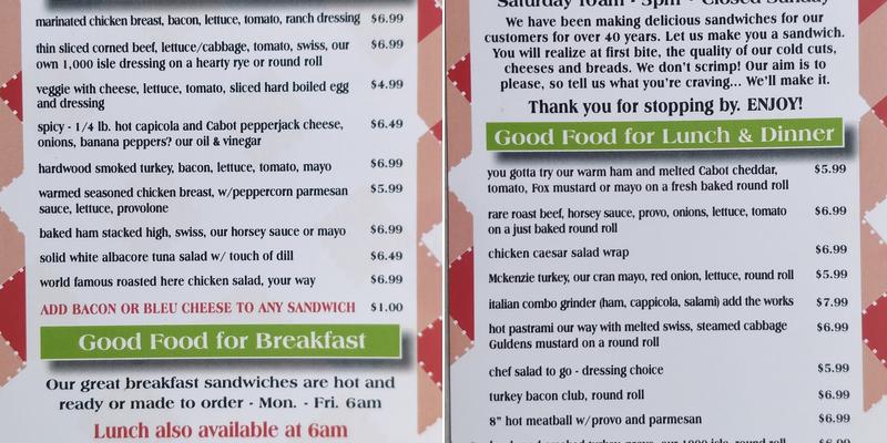 Loretta's Good Food Deli Menu