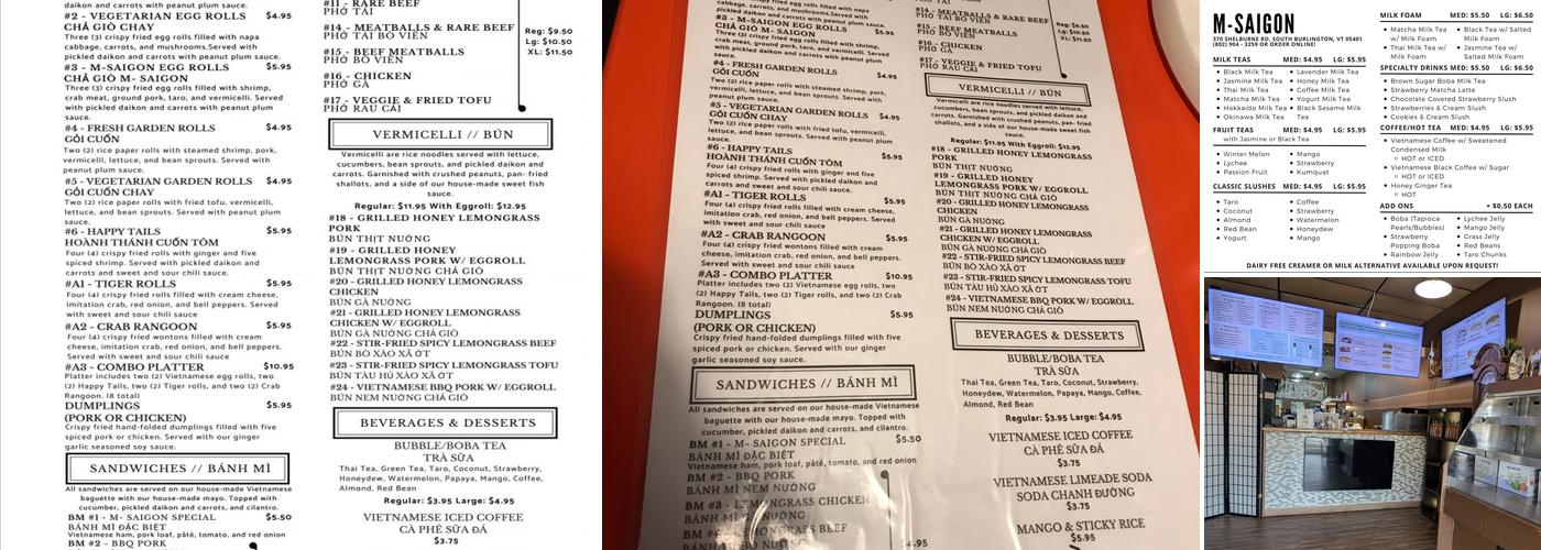 M-Saigon Menu