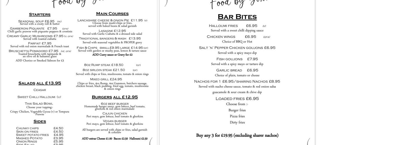 The Hare & Hounds Menu