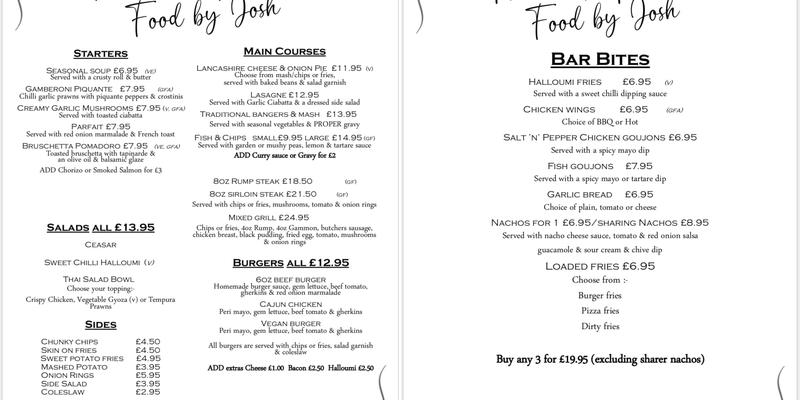 The Hare & Hounds Menu