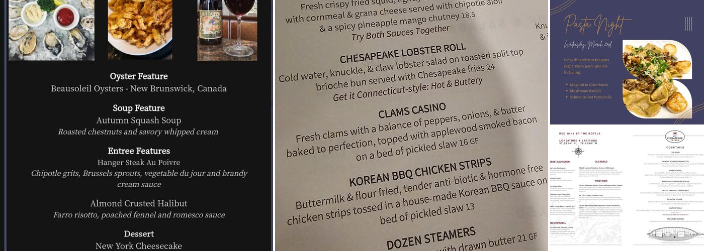 Chesapeake Tavern Menu