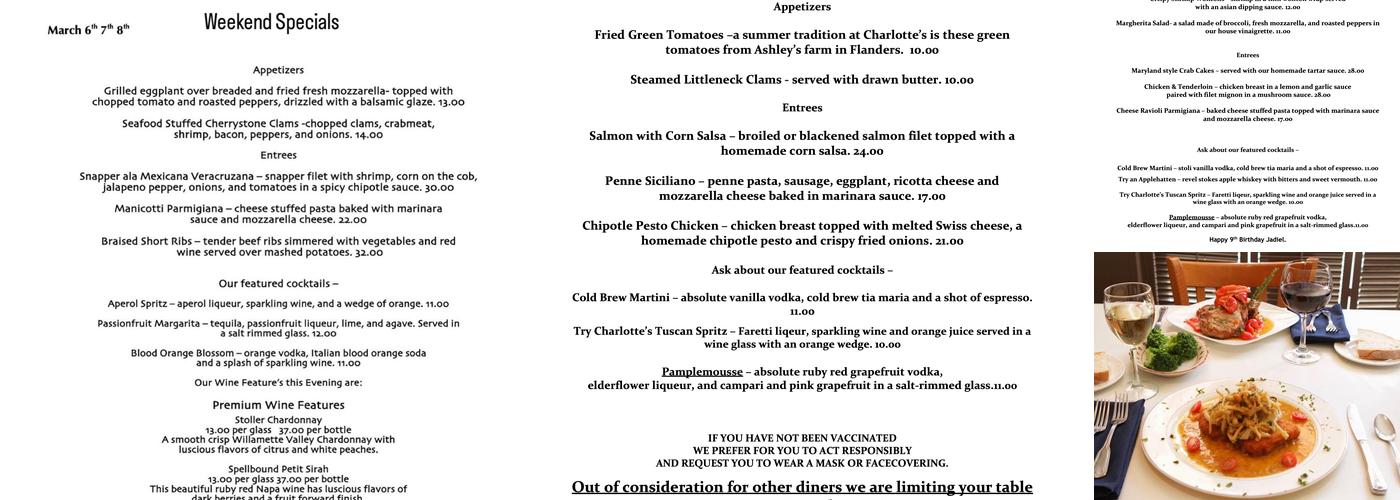 Charlotte's Web Menu