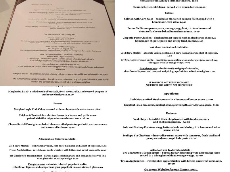 Charlotte's Web Menu