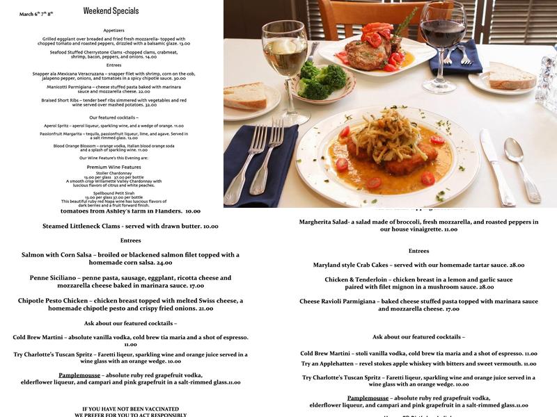 Charlotte's Web Menu