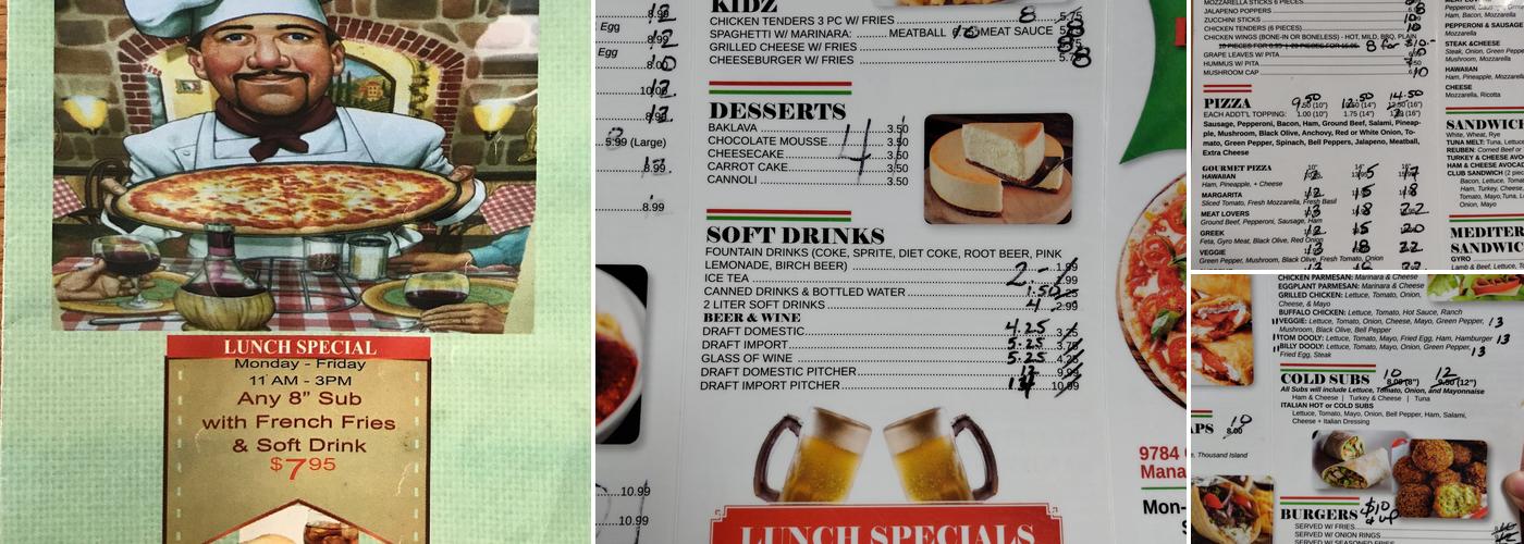 Sam and Joe's Pizza and Subs Menu