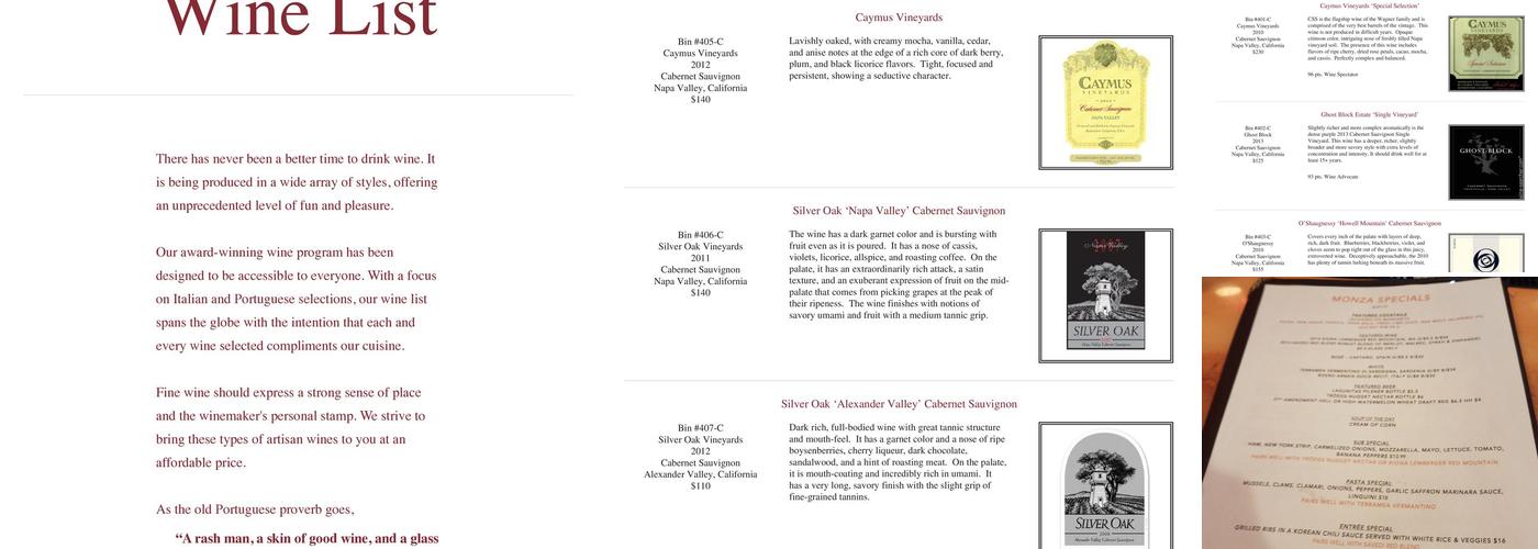 Carmello's of Old Town Manassas Menu