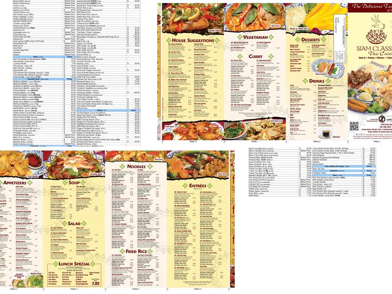 Siam Classic Menu