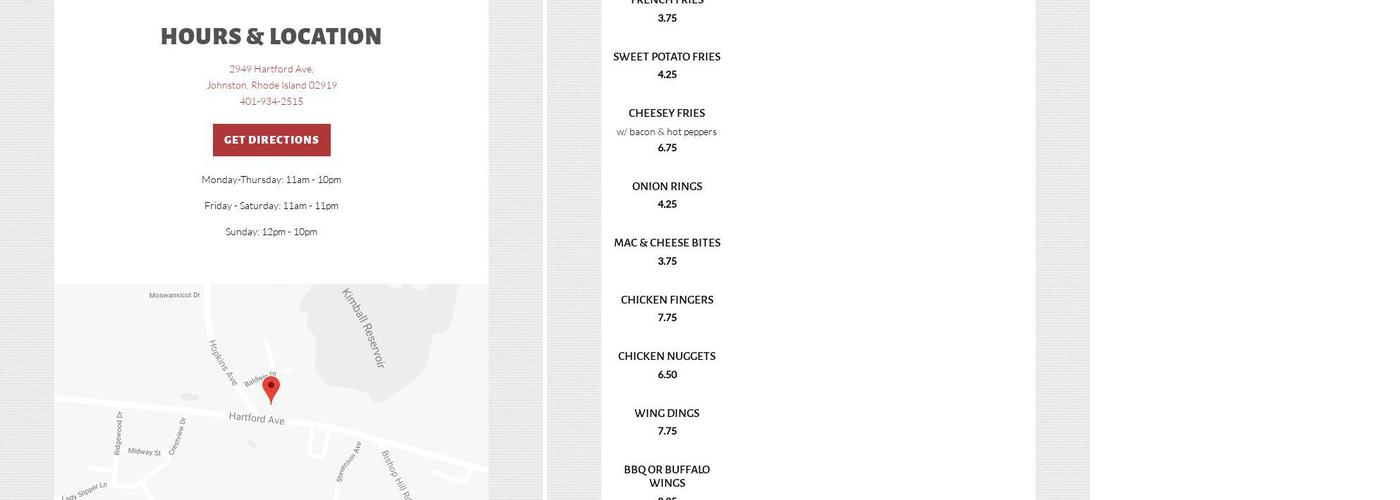 Expresso's Pizza Restaurant Menu