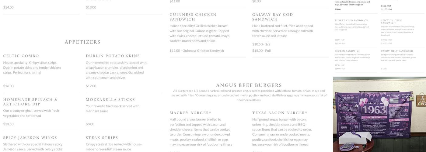 Mackey's Public House Menu