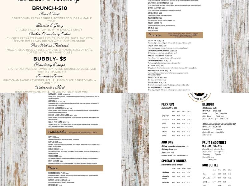 Perk Beverage Company Menu