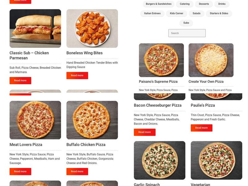 Paisano's Pizza Menu