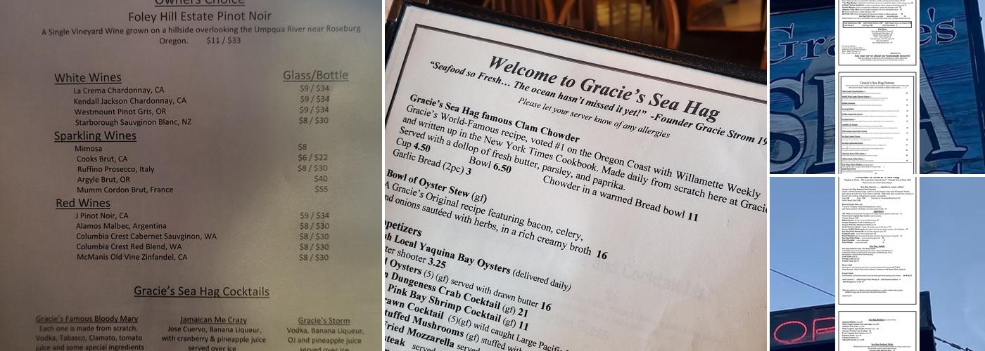 Gracie's Sea Hag Menu