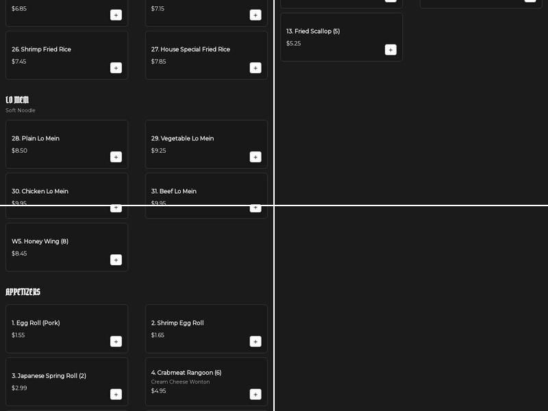 Tokyo Express III Menu