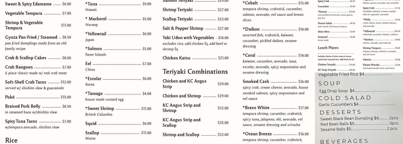 Meiji Japanese Cuisine Menu