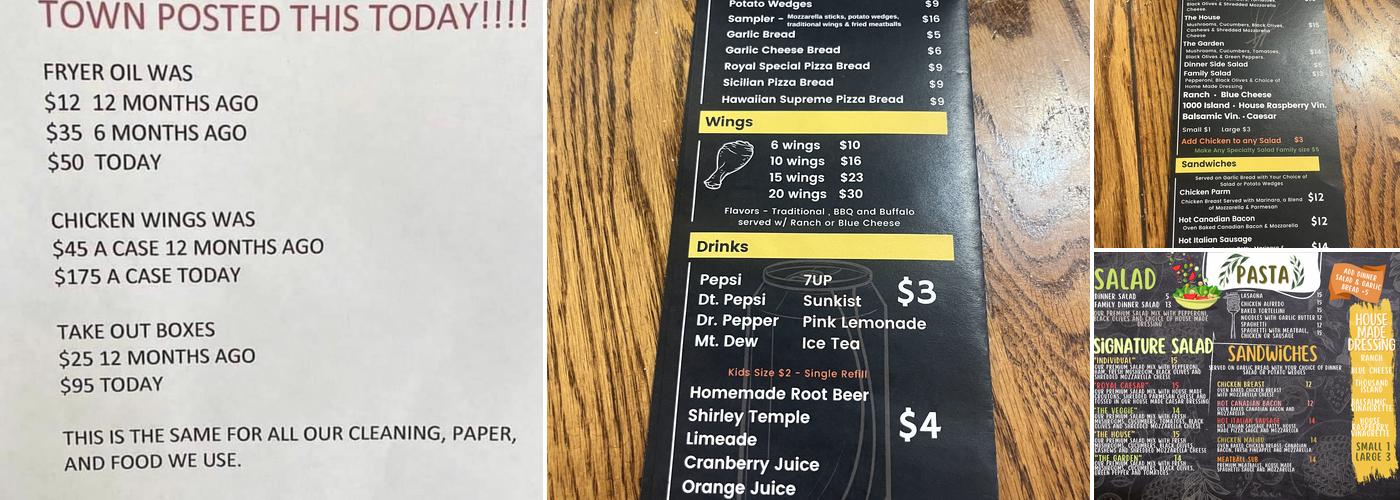 The Royal Hotel and Pizzeria Menu