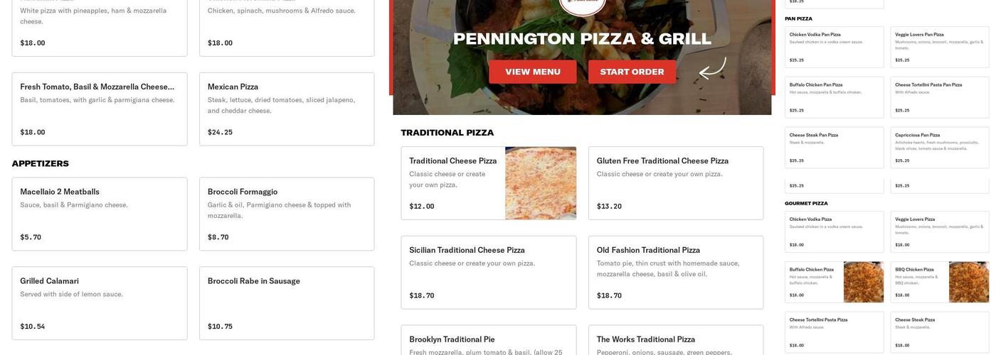 Pennington Pizza & Grill Menu