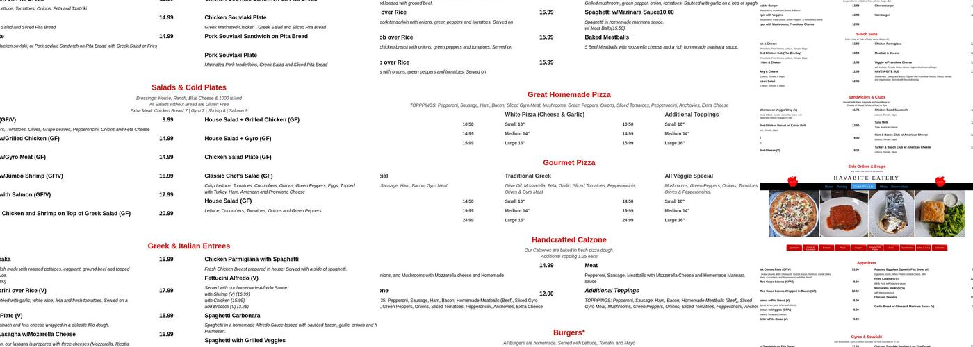 HAVABITE EATERY Menu
