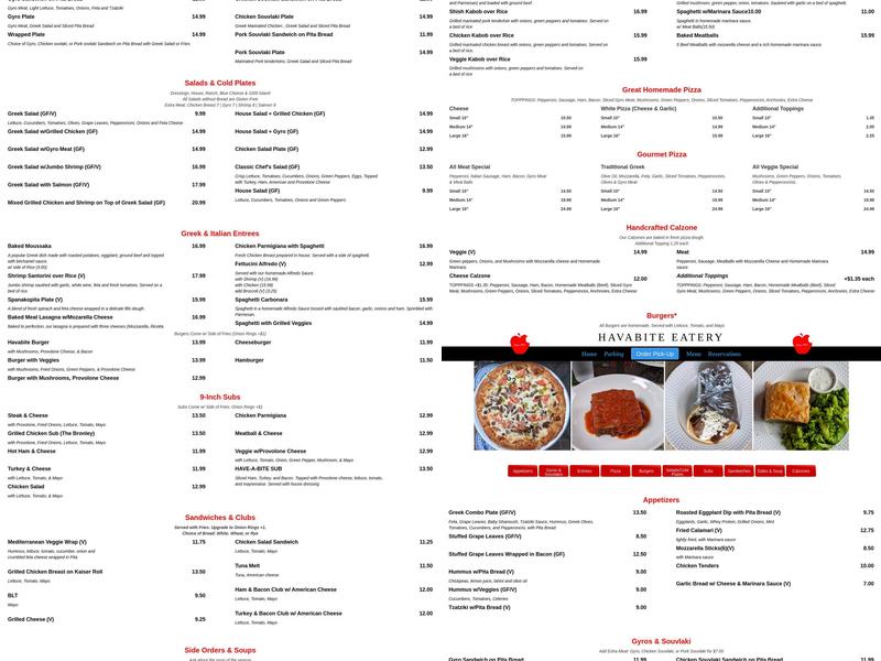 HAVABITE EATERY Menu