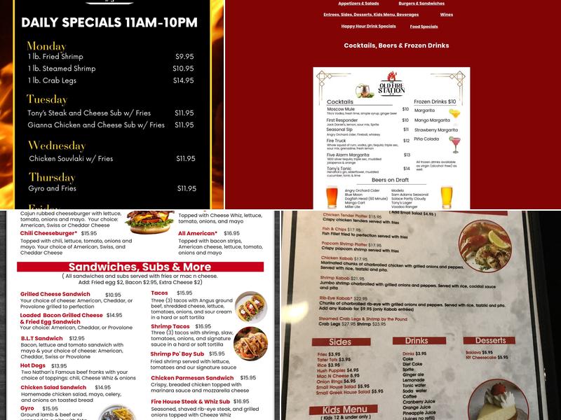 The Old Firestation #3 Menu