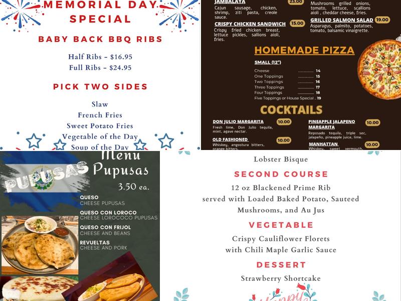 Pan Am Greek and Latin Restaurant Menu