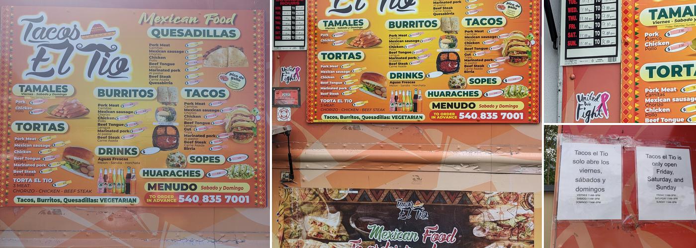 Tacos El Tio Menu