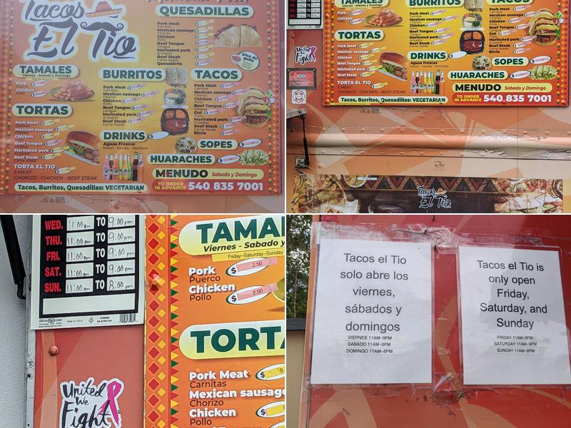 Tacos El Tio Menu