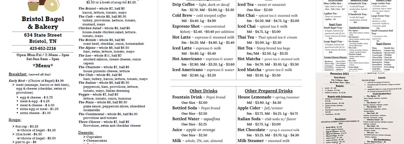 Bristol Bagel & Bakery Menu