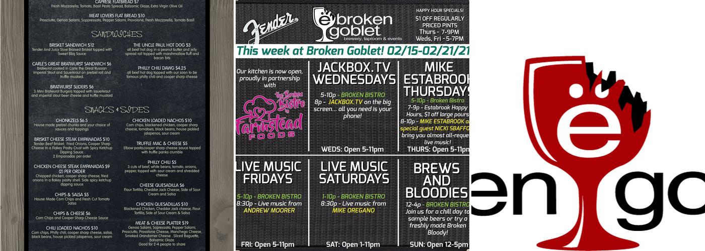 Broken Goblet Brewing Menu