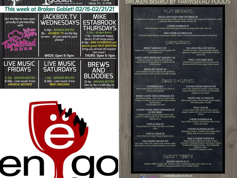 Broken Goblet Brewing Menu