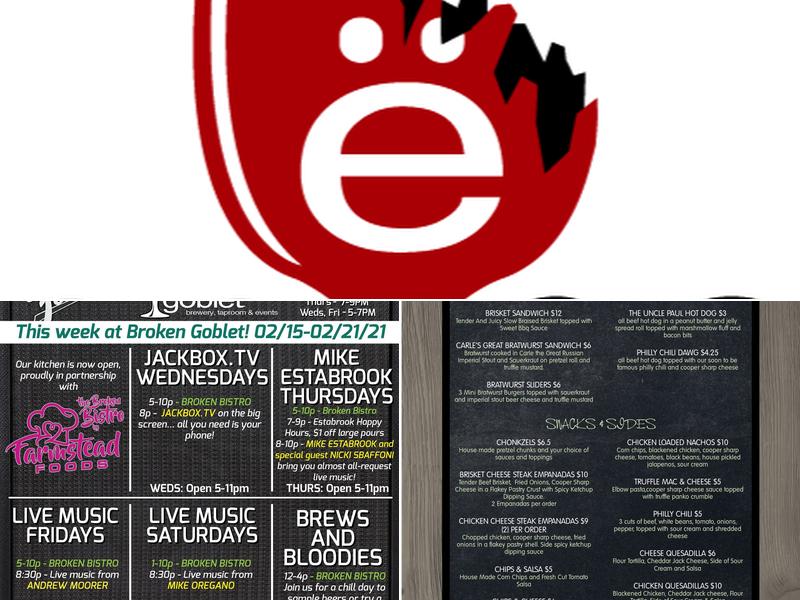 Broken Goblet Brewing Menu