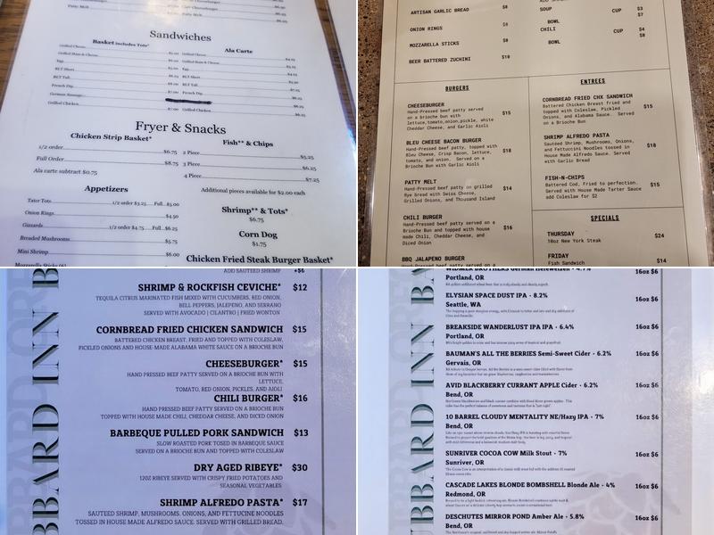 Hubbard Inn Menu