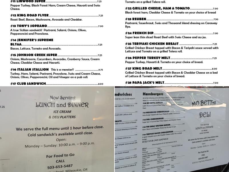 Mo Betta Deli Menu