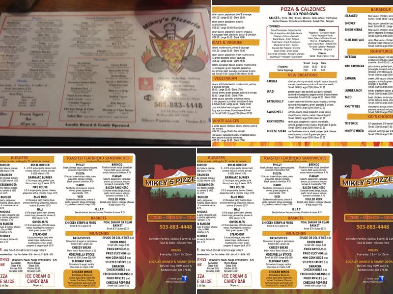 Mikey's Pizzeria Menu