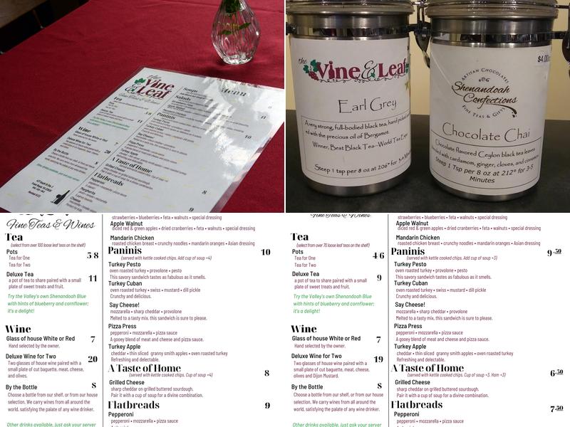 The Vine and Leaf Menu