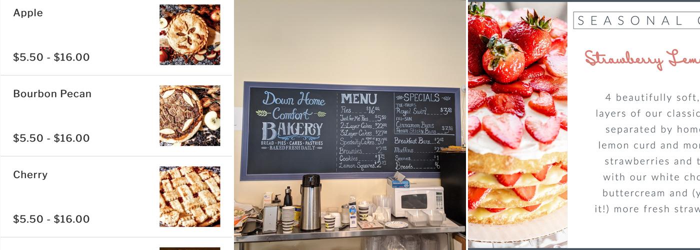 Down Home Comfort Bakery Menu