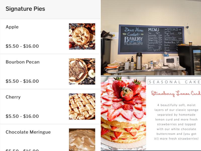 Down Home Comfort Bakery Menu