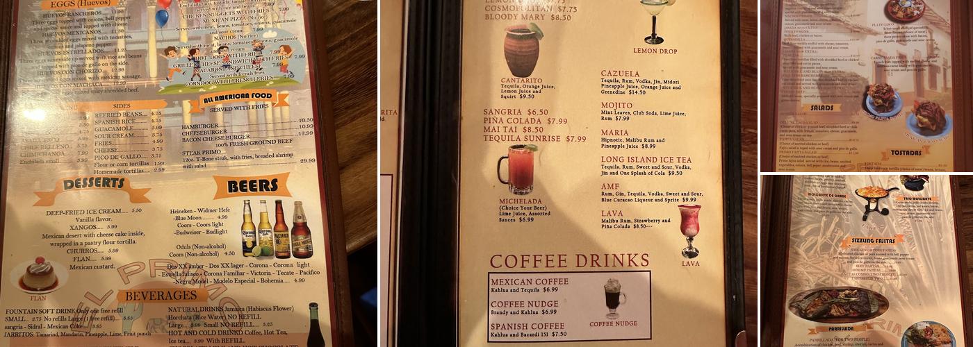 El Primo Mexican Restaurant and Bar Menu