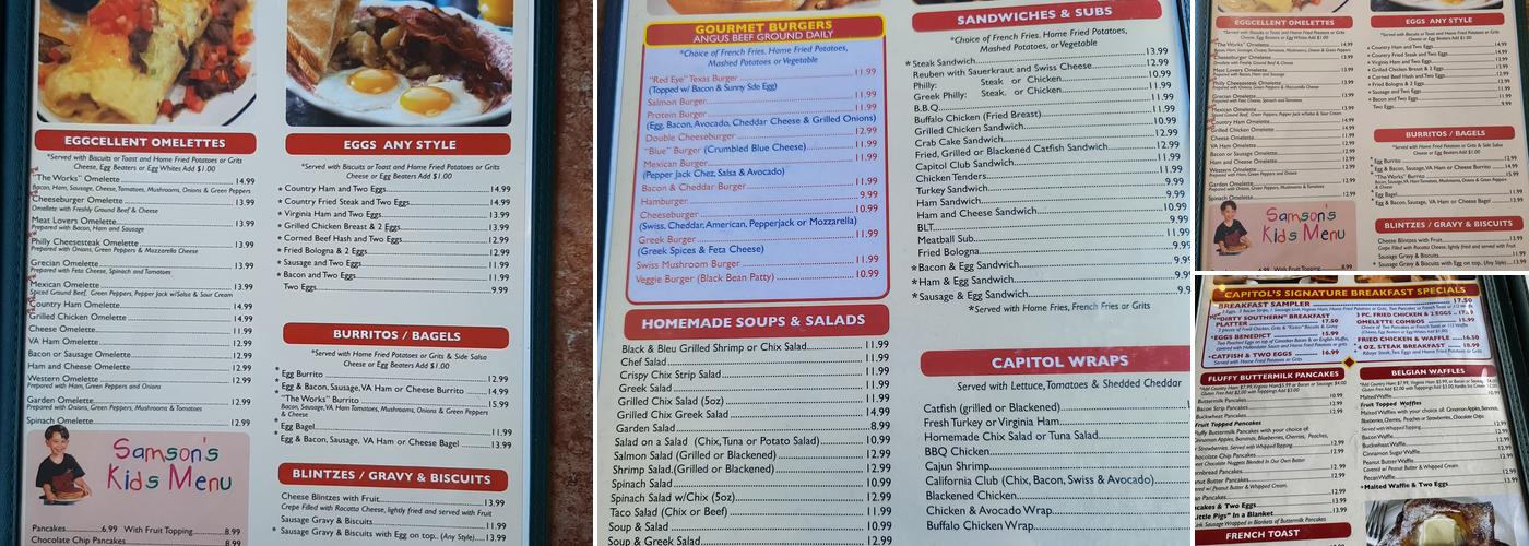 Capitol Pancake House Menu