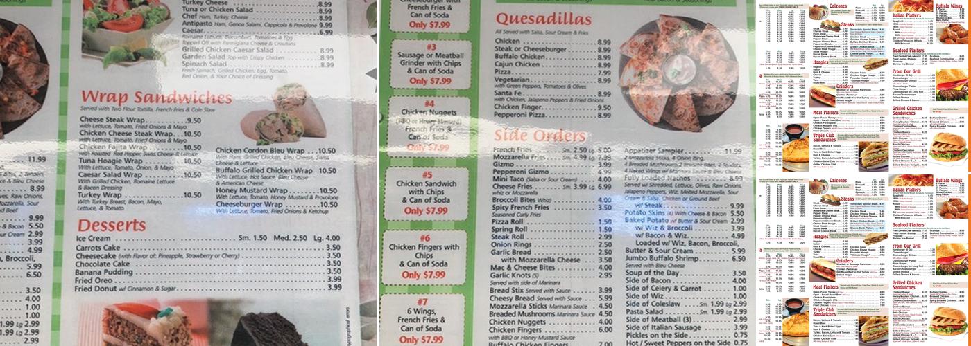 Torresdale Pizza Menu
